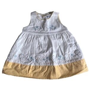 Vintage Carters Baby Girl Sleeveless Duck Dress 100% Cotton White Yellow Size NB